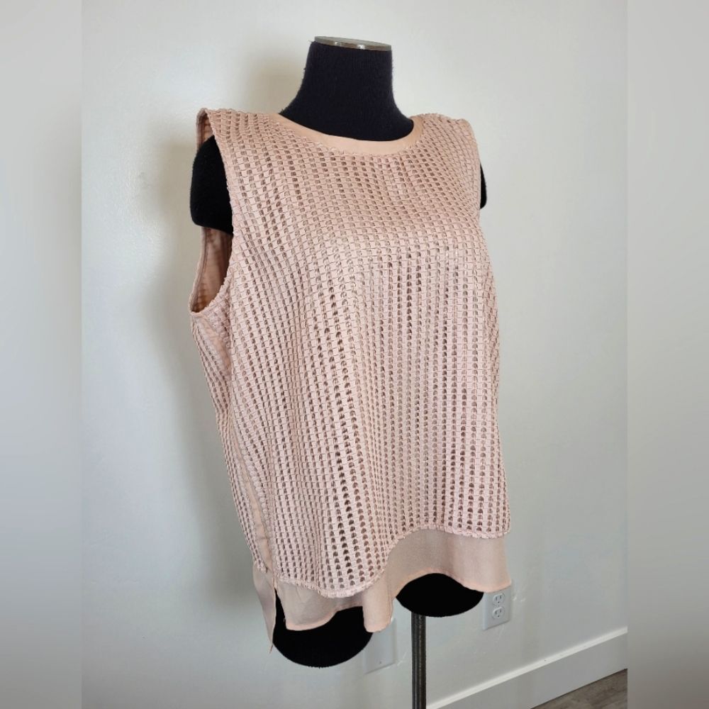 Calvin Klein Camisole Shell Pink Textured Formal Office Career Church Modest XL